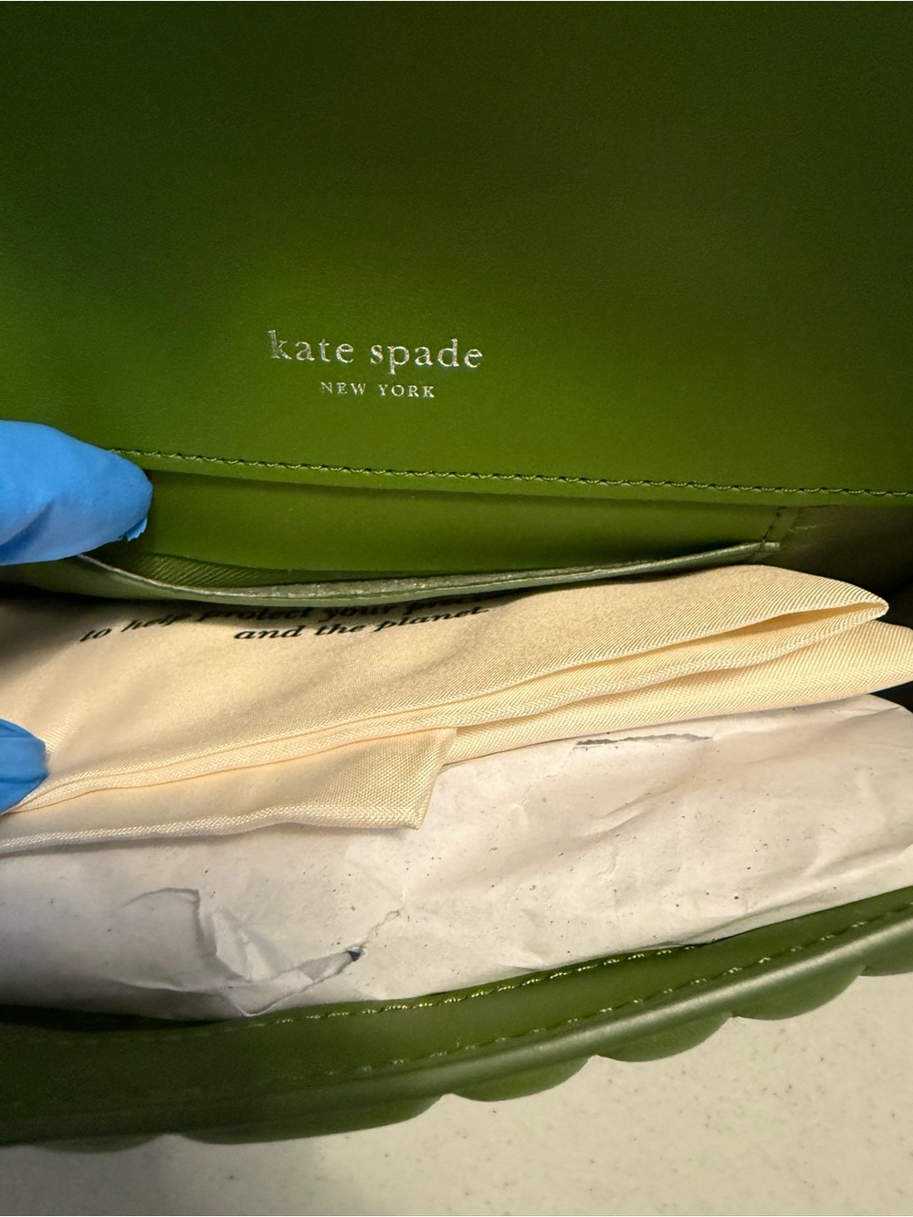 Kate Spade Deco Quilted Leather Mini Crossbody Purse Jungle Vine Green NWT - Picture 5 of 6